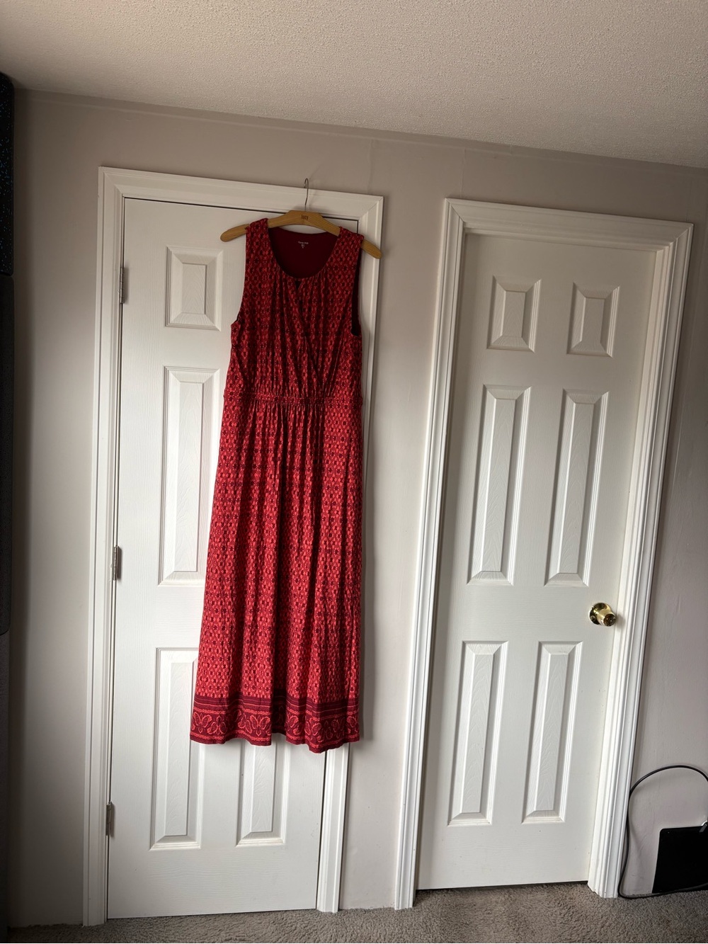 Garnet Hill Red Printed Sleeveless Maxi Dress